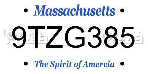 9TZG385 Massachusetts License Plate