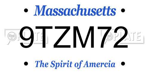 9TZM72 Massachusetts License Plate