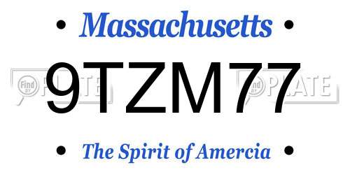 9TZM77 Massachusetts License Plate