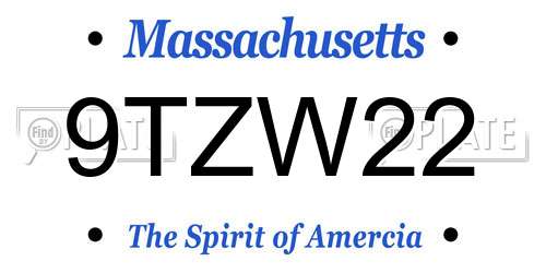 9TZW22 Massachusetts License Plate