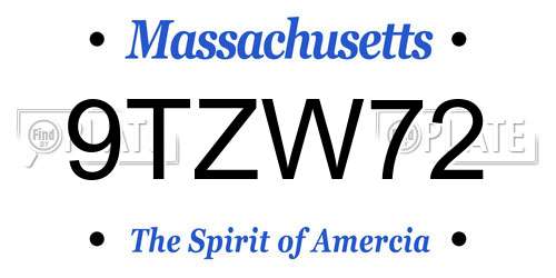 9TZW72 Massachusetts License Plate