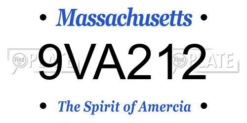 9VA212 Massachusetts License Plate