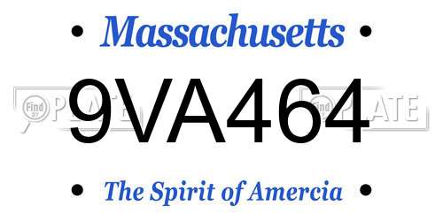 9VA464 Massachusetts License Plate