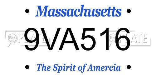 9VA516 Massachusetts License Plate