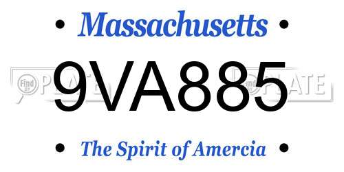 9VA885 Massachusetts License Plate