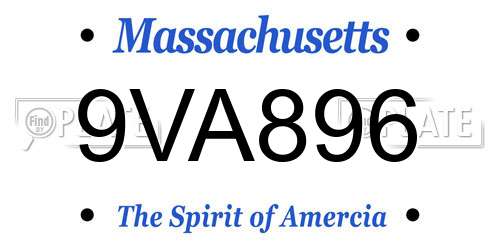 9VA896 Massachusetts License Plate