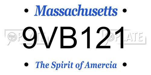 9VB121 Massachusetts License Plate