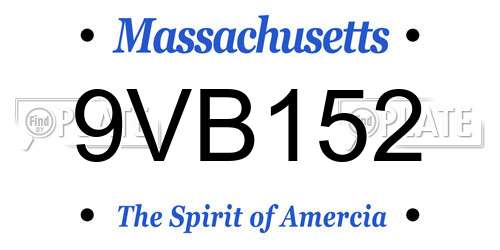 9VB152 Massachusetts License Plate