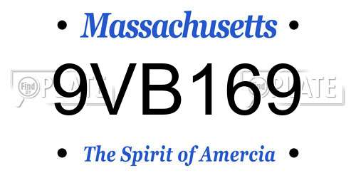 9VB169 Massachusetts License Plate