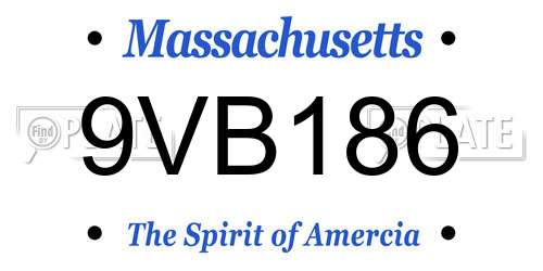 9VB186 Massachusetts License Plate