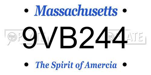 9VB244 Massachusetts License Plate