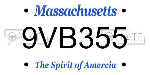 9VB355 Massachusetts License Plate