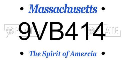9VB414 Massachusetts License Plate