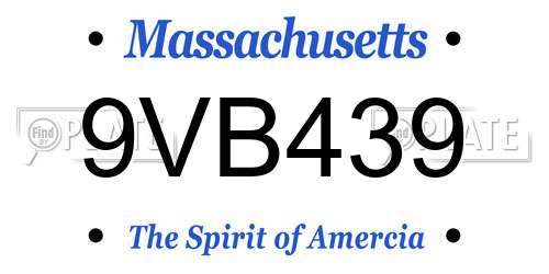 9VB439 Massachusetts License Plate