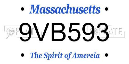 9VB593 Massachusetts License Plate