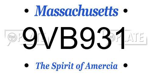 9VB931 Massachusetts License Plate
