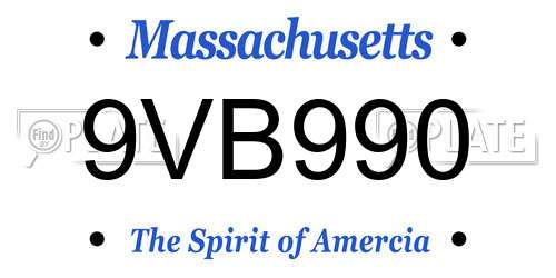 9VB990 Massachusetts License Plate