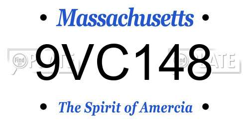 9VC148 Massachusetts License Plate