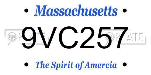 9VC257 Massachusetts License Plate