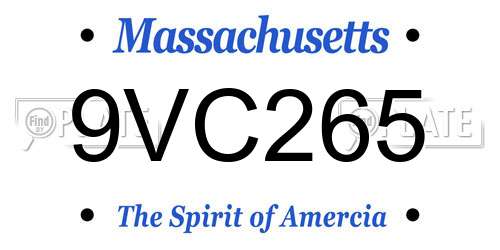 9VC265 Massachusetts License Plate