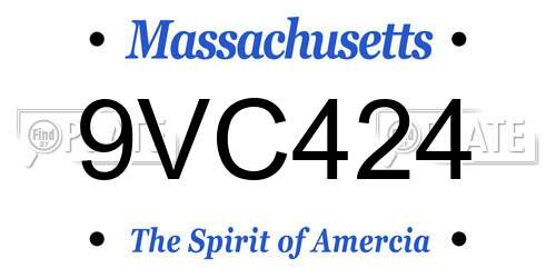 9VC424 Massachusetts License Plate