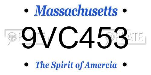 9VC453 Massachusetts License Plate