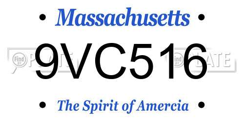 9VC516 Massachusetts License Plate