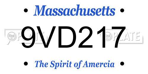 9VD217 Massachusetts License Plate