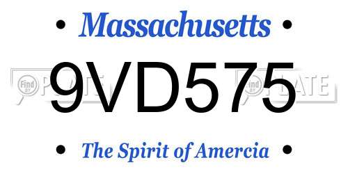 9VD575 Massachusetts License Plate