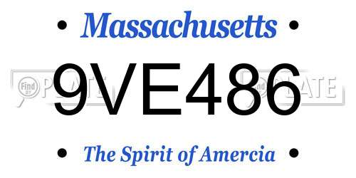 9VE486 Massachusetts License Plate