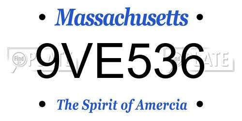 9VE536 Massachusetts License Plate