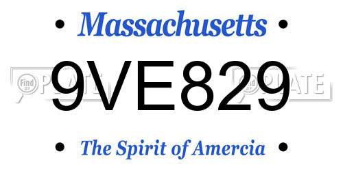 9VE829 Massachusetts License Plate
