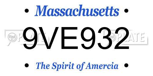 9VE932 Massachusetts License Plate