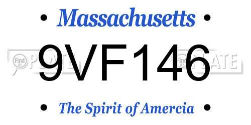9VF146 Massachusetts License Plate