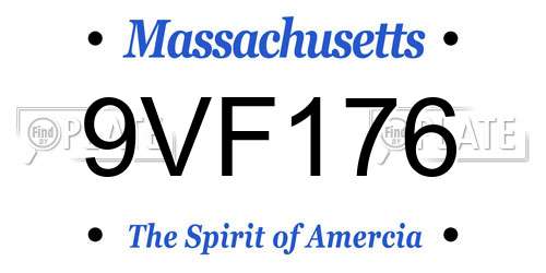 9VF176 Massachusetts License Plate