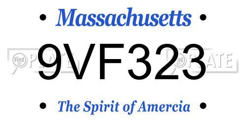 9VF323 Massachusetts License Plate