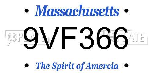 9VF366 Massachusetts License Plate