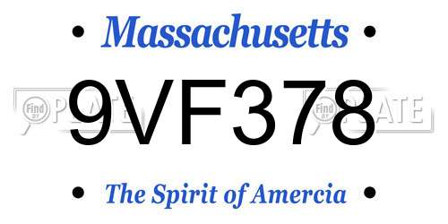 9VF378 Massachusetts License Plate
