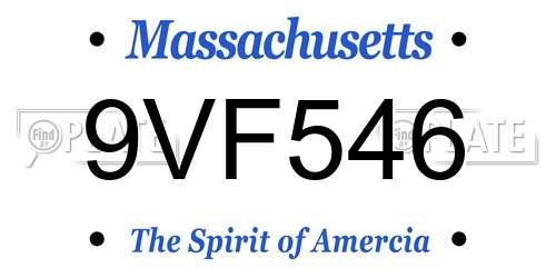 9VF546 Massachusetts License Plate