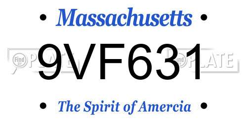 9VF631 Massachusetts License Plate