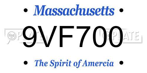 9VF700 Massachusetts License Plate