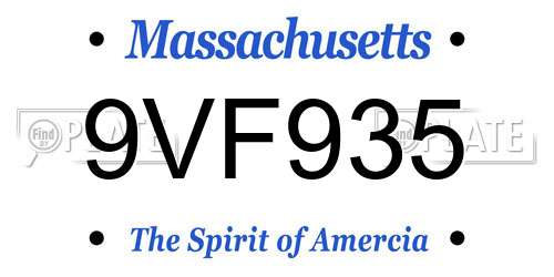 9VF935 Massachusetts License Plate