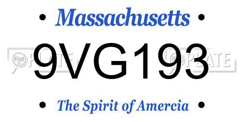 9VG193 Massachusetts License Plate