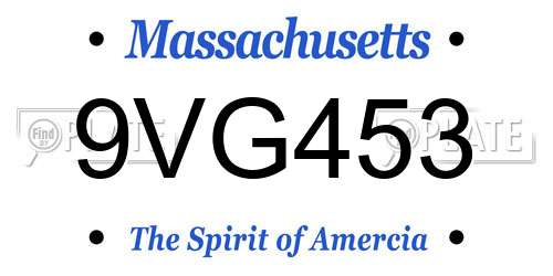 9VG453 Massachusetts License Plate