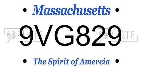 9VG829 Massachusetts License Plate