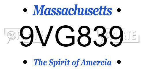 9VG839 Massachusetts License Plate