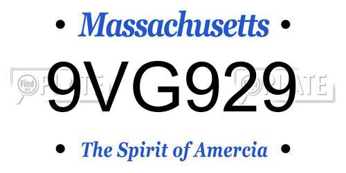 9VG929 Massachusetts License Plate