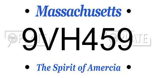 9VH459 Massachusetts License Plate