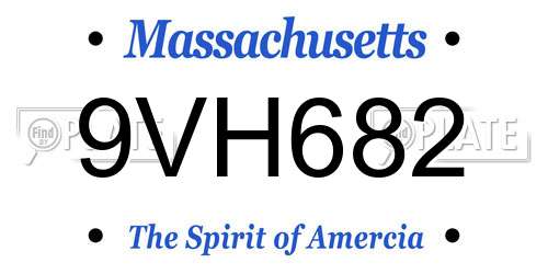 9VH682 Massachusetts License Plate