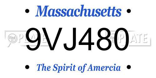 9VJ480 Massachusetts License Plate